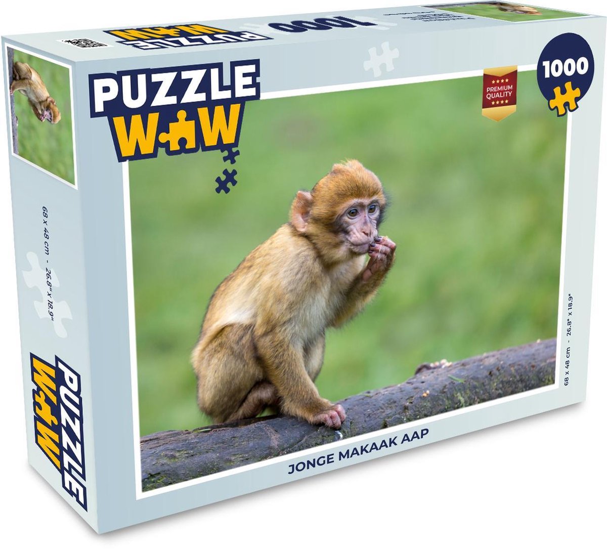 Puzzel 1000 stukjes volwassenen Aap 1000 stukjes - Jonge makaak aap  - PuzzleWow heeft +100000 puzzels