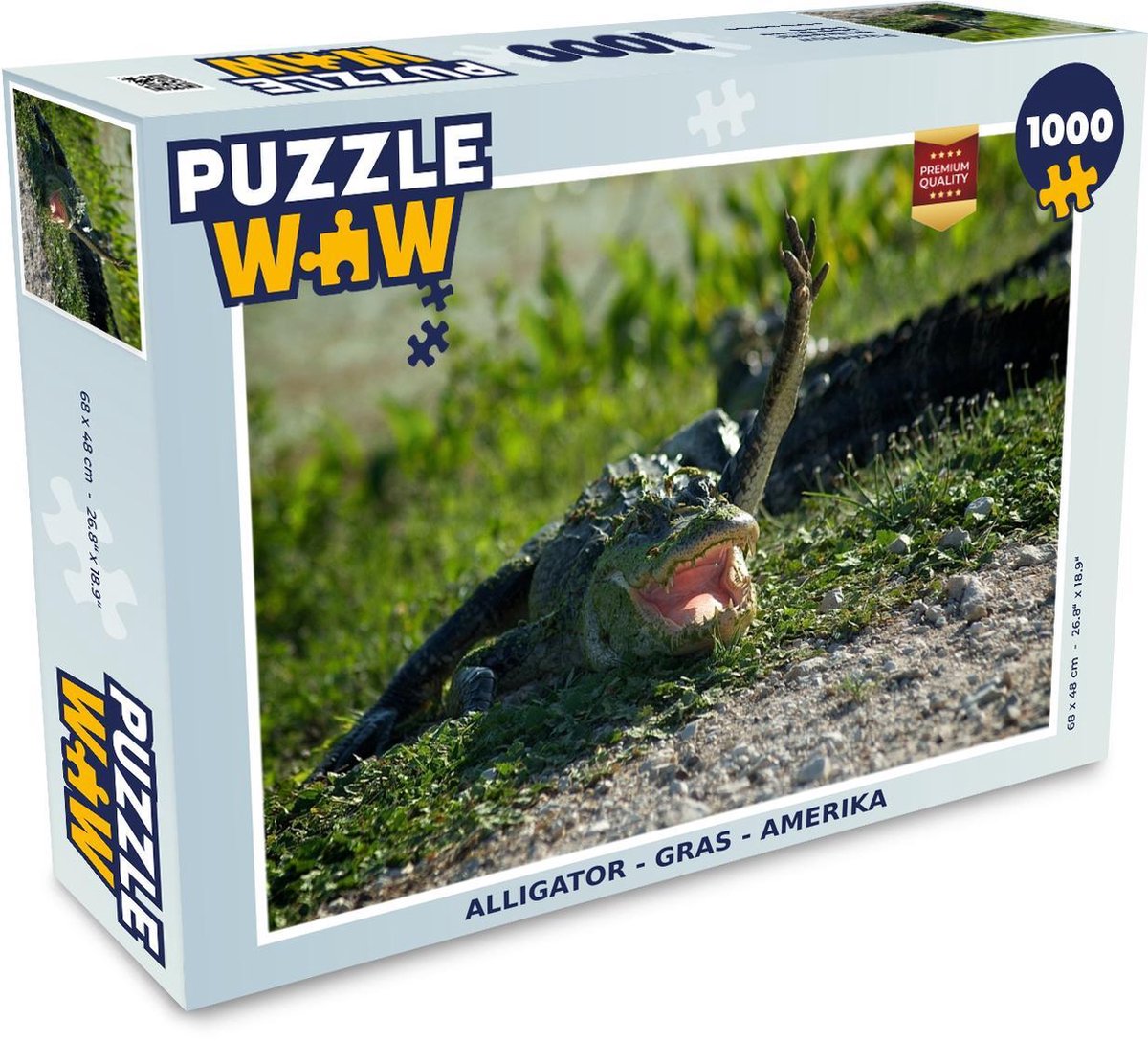 Puzzel - Puzzel 1000 stukjes volwassenen - Alligator - Gras - Amerika - Legpuzzel