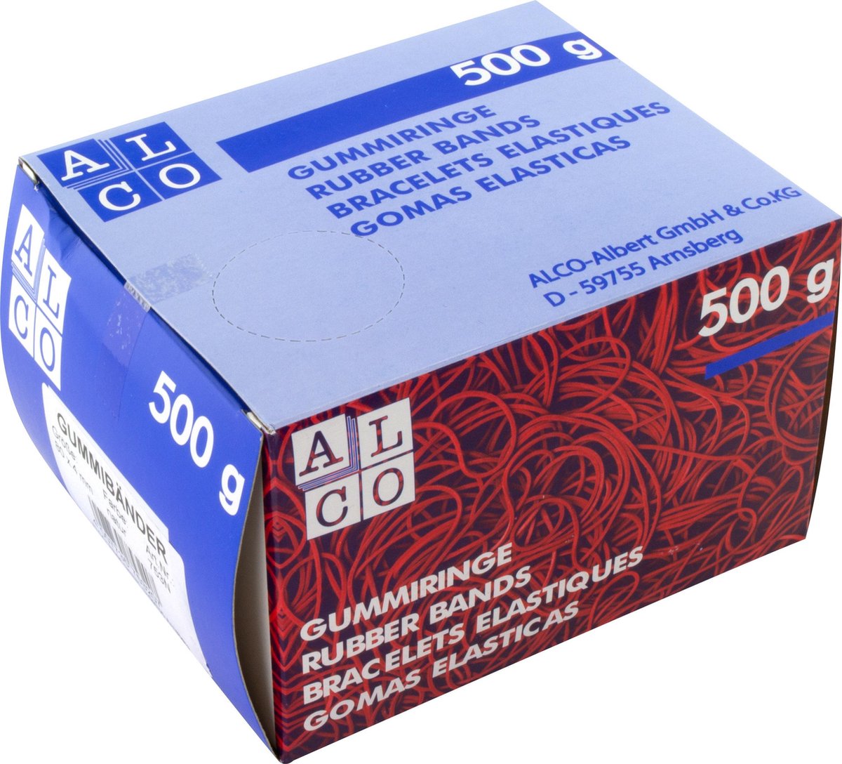Elastieken Alco 80x4mm natuur - kartonnen doos 500 gram