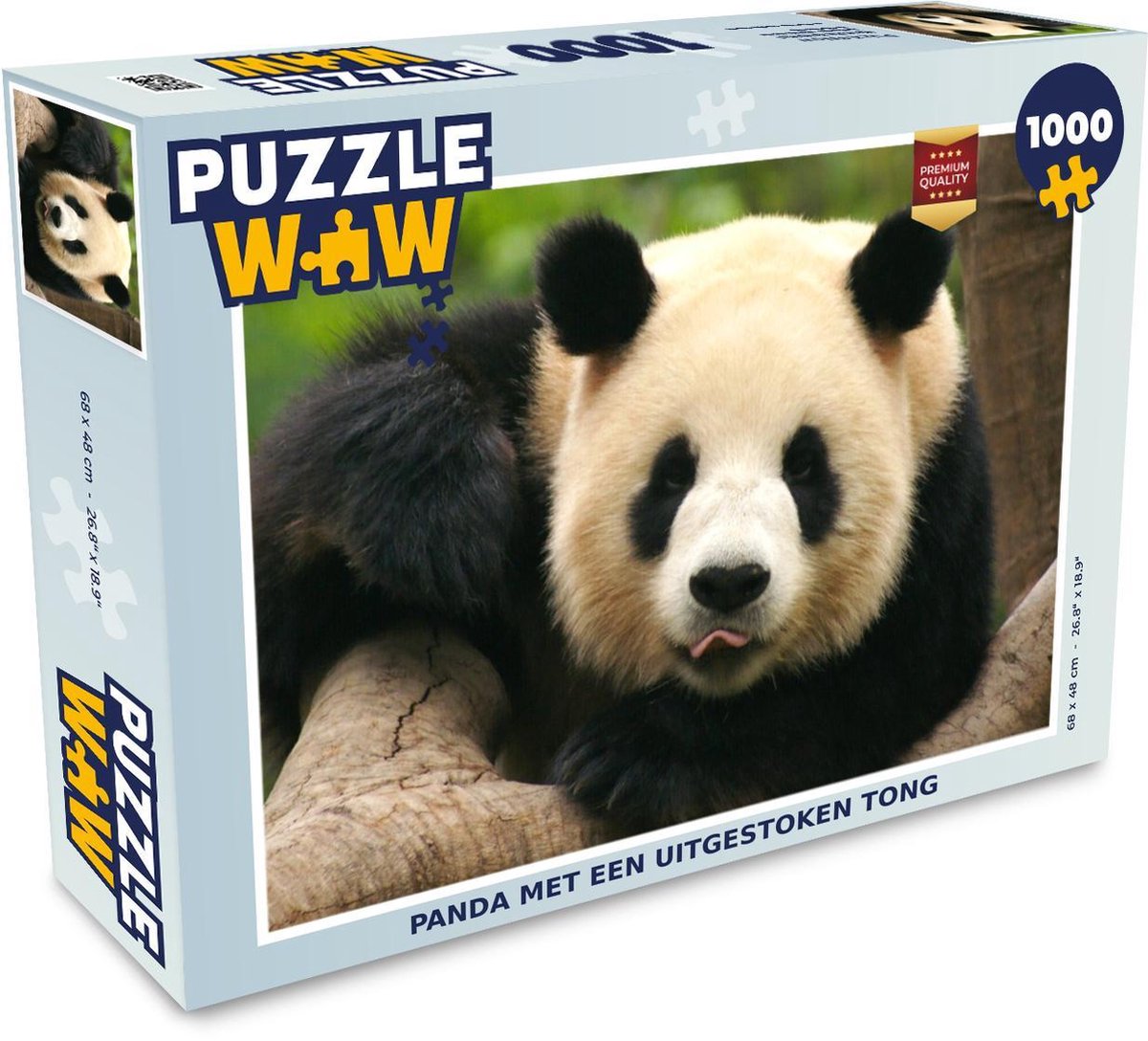 Puzzel 1000 stukjes volwassenen Panda's 1000 stukjes - Panda met een uitgestoken tong puzzel 1000 stukjes  - PuzzleWow heeft +100000 puzzels