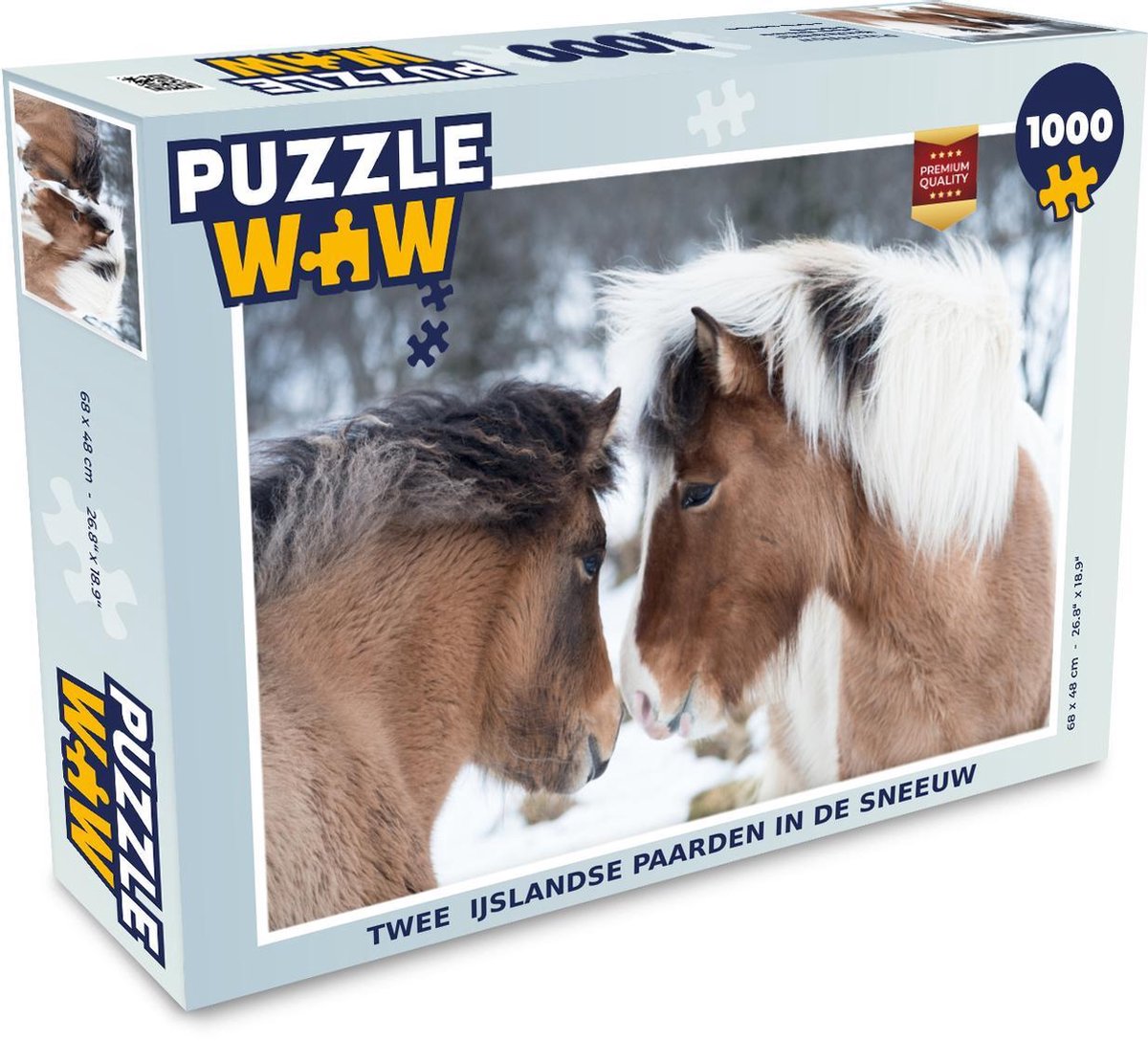 Puzzel 1000 stukjes volwassenen IJslandse Paarden 1000 stukjes - Twee IJslandse paarden in de sneeuw  - PuzzleWow heeft +100000 puzzels