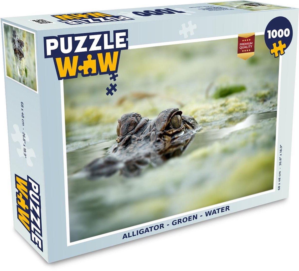 Puzzel - Puzzel 1000 stukjes volwassenen - Alligator - Groen - Water - Legpuzzel