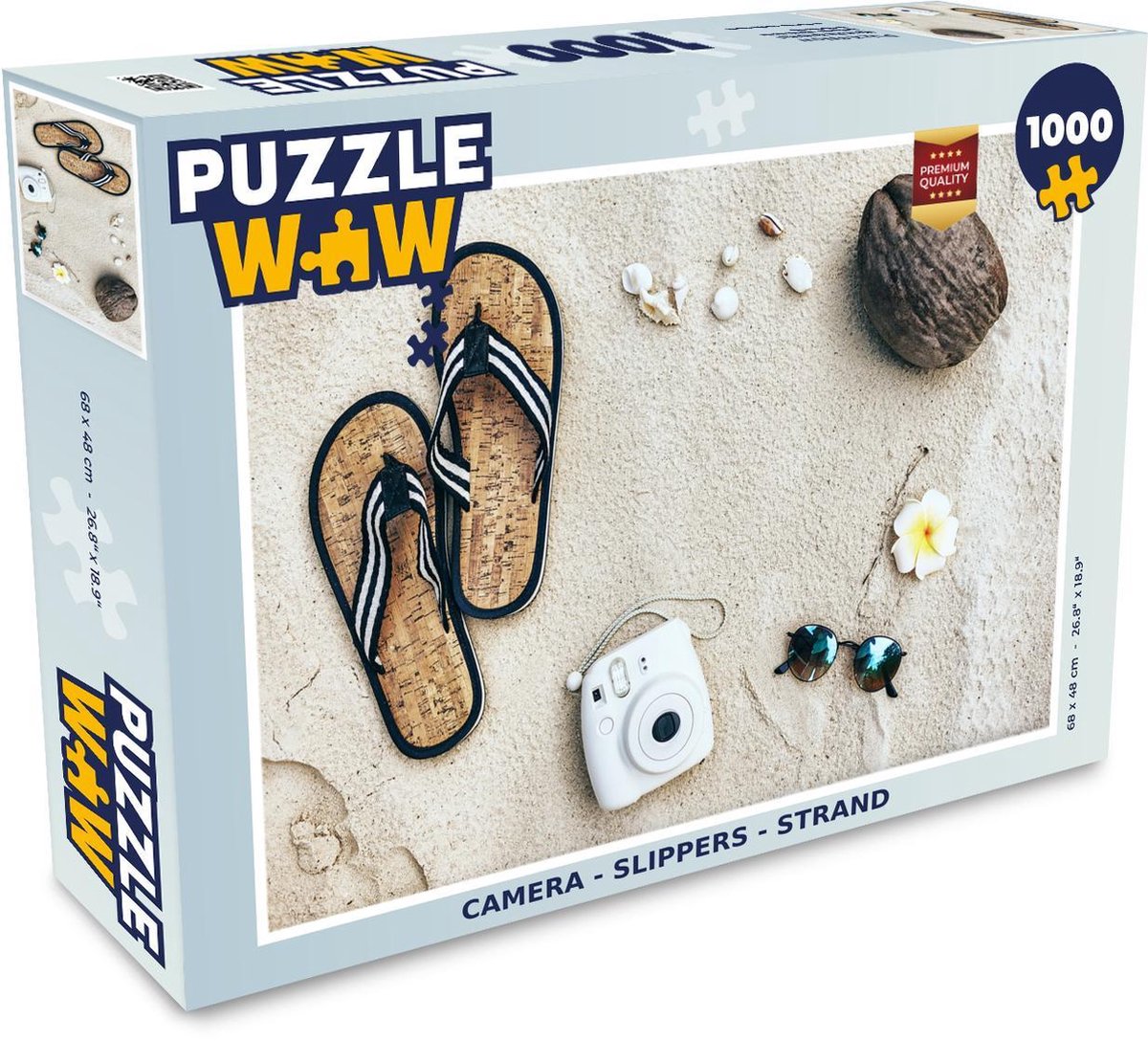 Puzzel - Puzzel 1000 stukjes volwassenen - Camera - Slippers - Strand - Legpuzzel
