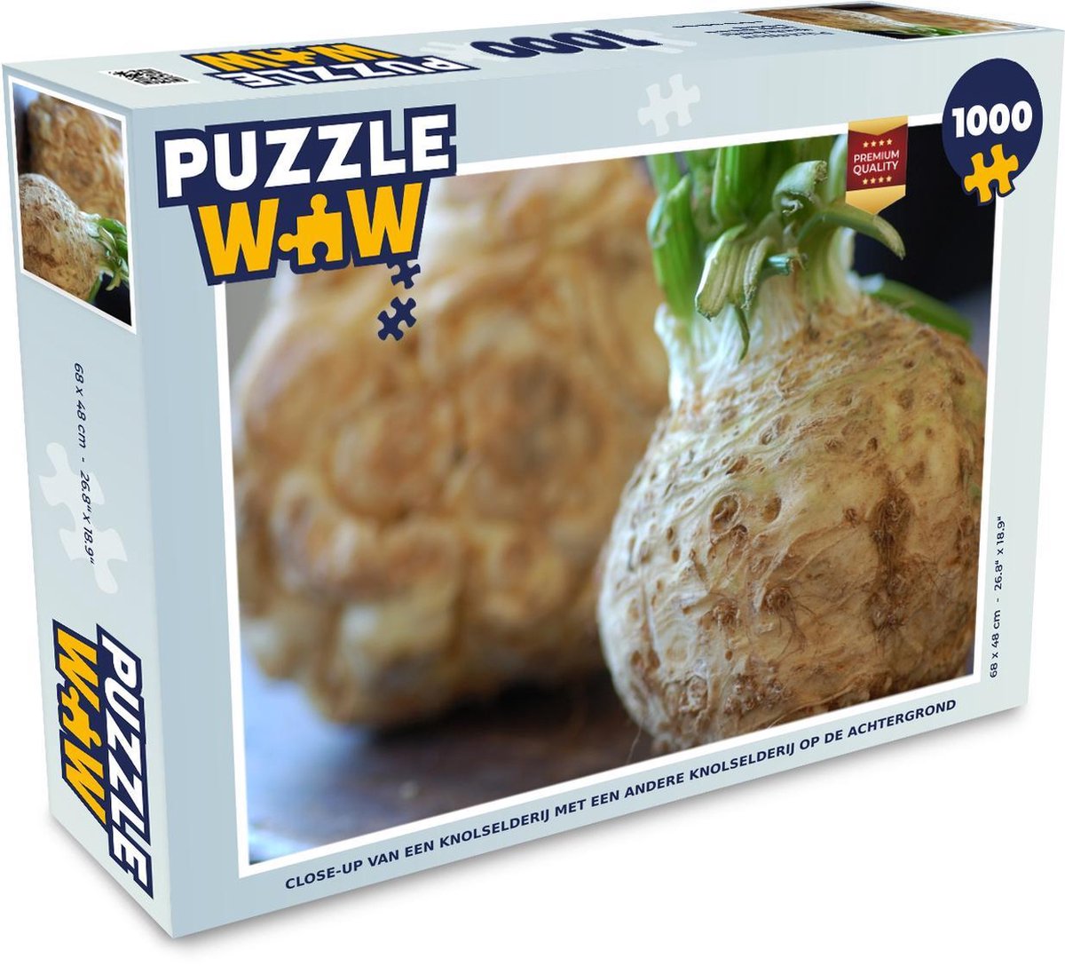 Puzzel 1000 stukjes volwassenen Knolselderij 1000 stukjes - Close-up van een knolselderij met een andere knolselderij op de achtergrond  - PuzzleWow heeft +100000 puzzels