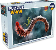 Puzzel - Puzzel 1000 stukjes volwassenen - Bidsprinkhaan op golvende grasaar - Legpuzzel