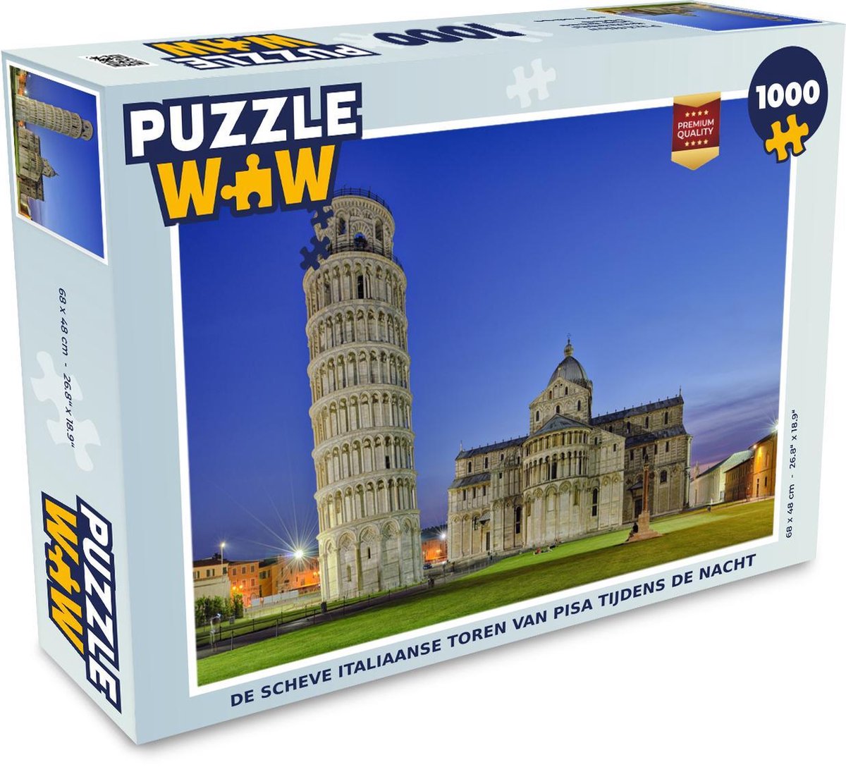 Puzzel Toren van Pisa 1000 stukjes - De scheve Italiaanse toren van Pisa tijdens de nacht