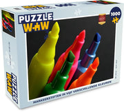 Puzzel 1000 stukjes volwassenen Markeerstiften 1000 stukjes - Markeerstiften in vijf verschillende kleuren  - PuzzleWow heeft +100000 puzzels
