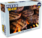 Puzzel - Puzzel 1000 stukjes volwassenen - BBQ - Vuur - Hamburger - Legpuzzel
