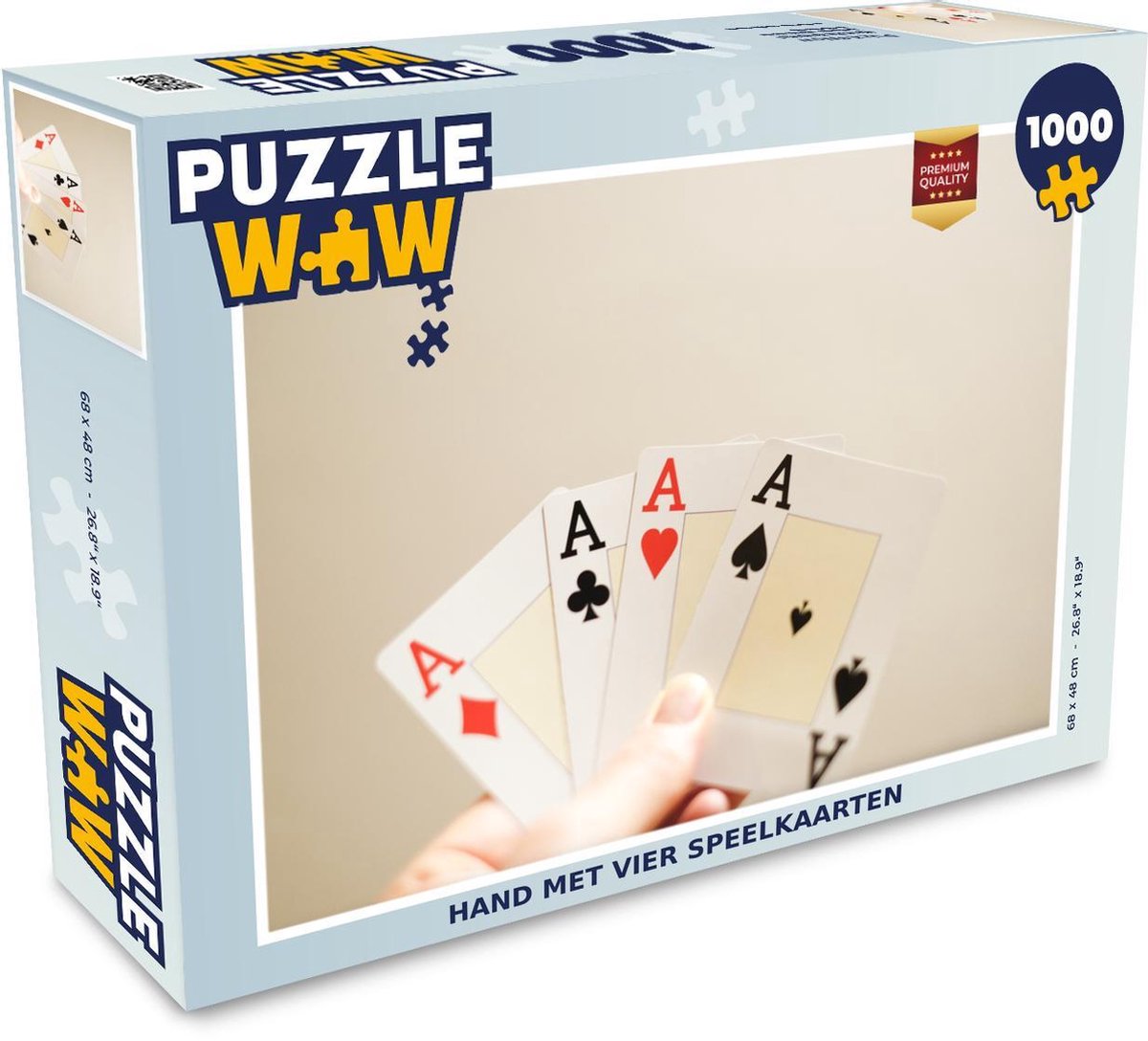 Puzzel 1000 stukjes volwassenen Speelkaarten 1000 stukjes - Hand met vier speelkaarten  - PuzzleWow heeft +100000 puzzels