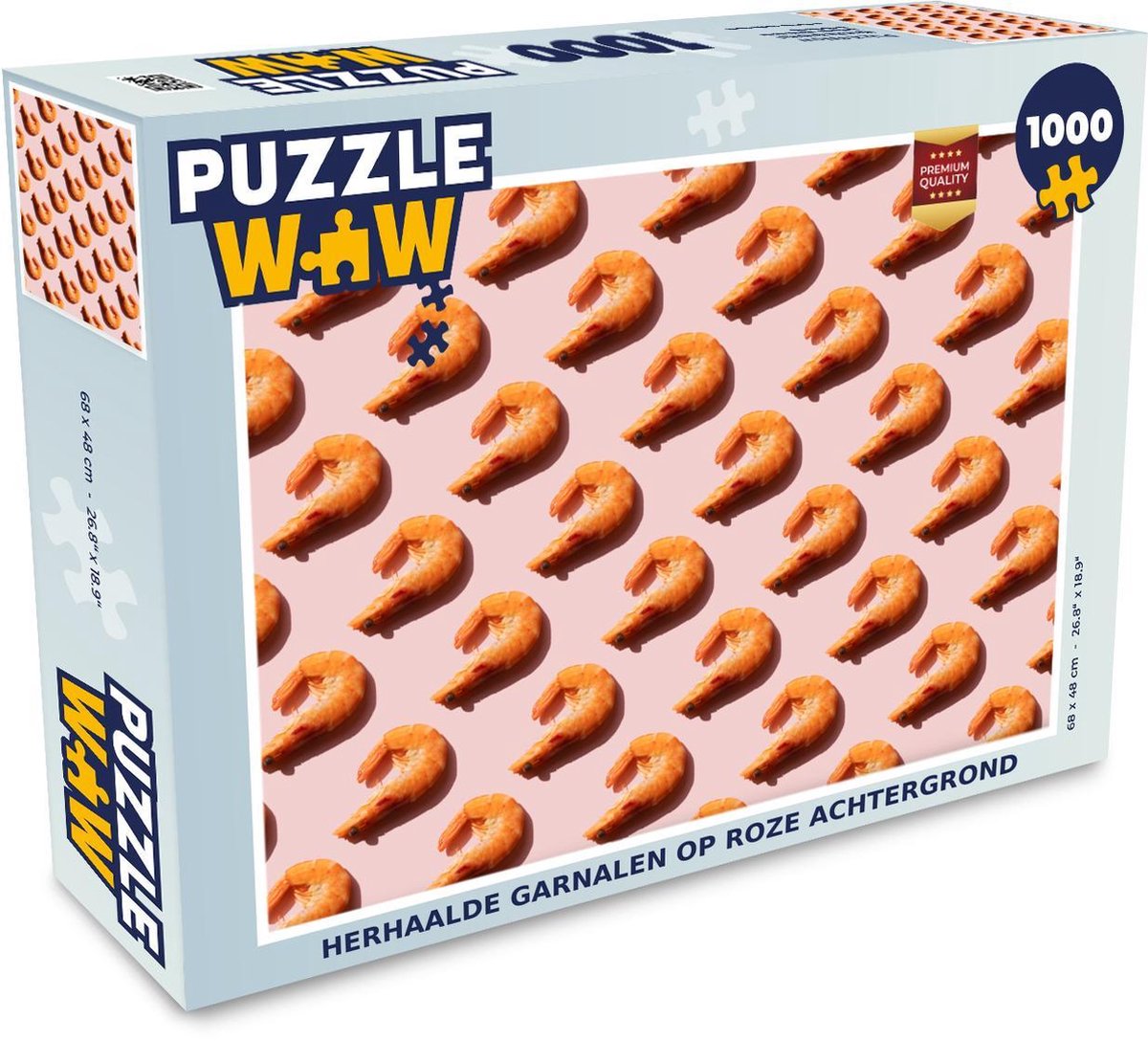 Puzzel 1000 stukjes volwassenen Herhaald 1000 stukjes - Herhaalde garnalen op roze achtergrond  - PuzzleWow heeft +100000 puzzels