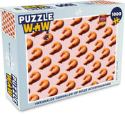 Puzzel 1000 stukjes volwassenen Herhaald 1000 stukjes - Herhaalde garnalen op roze achtergrond  - PuzzleWow heeft +100000 puzzels