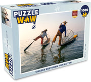 Puzzel 1000 stukjes volwassenen Vissen in Azië 1000 stukjes - Vissers besturen hun boten puzzel 1000 stukjes  - PuzzleWow heeft +100000 puzzels