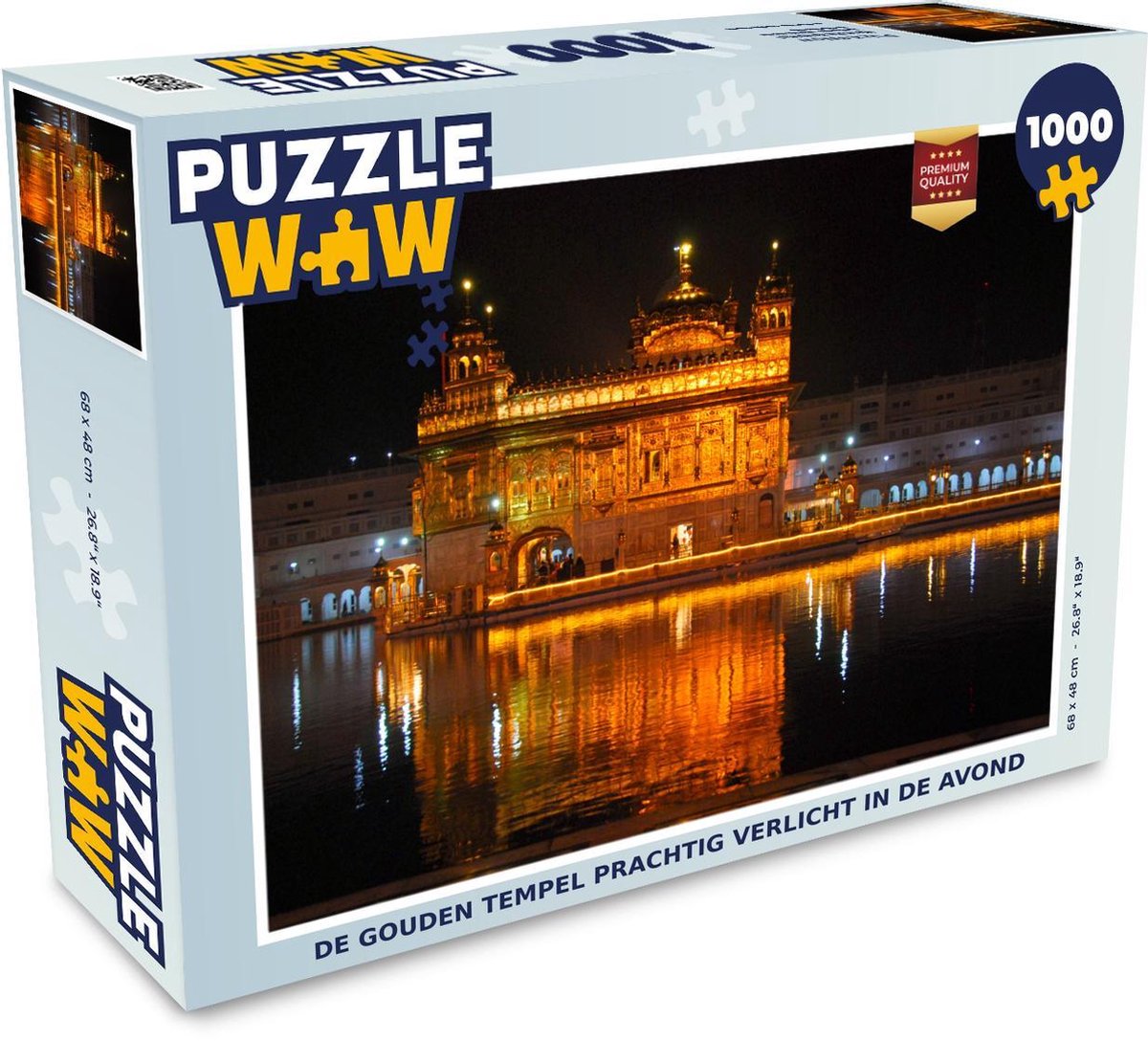 Puzzel 1000 stukjes volwassenen Gouden Tempel 1000 stukjes - De Gouden Tempel verlicht in de avond PuzzleWow heeft +100000 puzzels