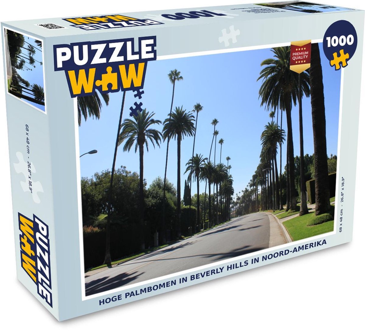 Puzzel 1000 stukjes volwassenen Beverly Hills 1000 stukjes - Hoge palmbomen in Beverly Hills in Noord-Amerika  - PuzzleWow heeft +100000 puzzels