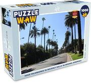 Puzzel 1000 stukjes volwassenen Beverly Hills 1000 stukjes - Hoge palmbomen in Beverly Hills in Noord-Amerika  - PuzzleWow heeft +100000 puzzels