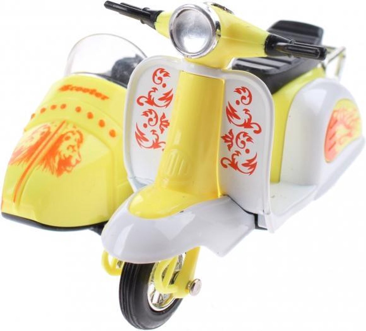Toi-toys Scooter Met Zijspan Diecast 12 X 9 X 7 Cm Geel