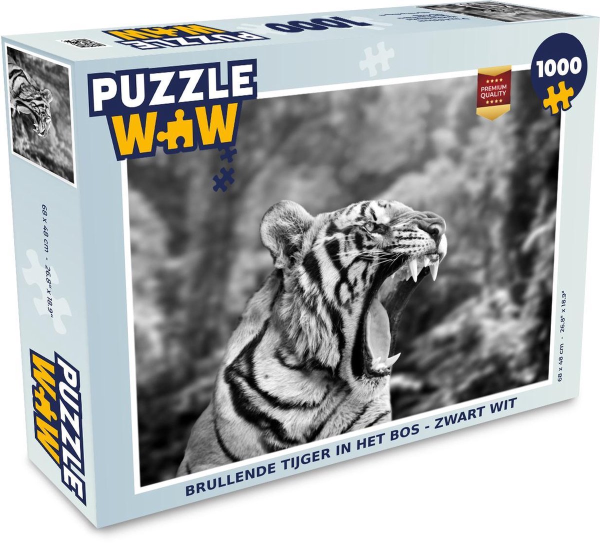 Puzzel Tijger - Bos - Zwart - Wit - Legpuzzel - Puzzel 1000 stukjes volwassenen