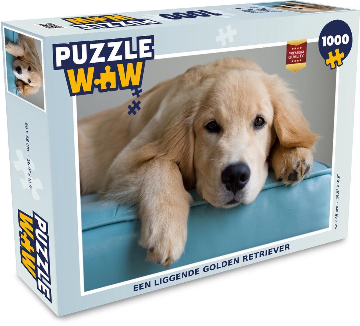 Puzzel 1000 stukjes volwassenen Golden Retriever 1000 stukjes - Een liggende Golden Retriever  - PuzzleWow heeft +100000 puzzels