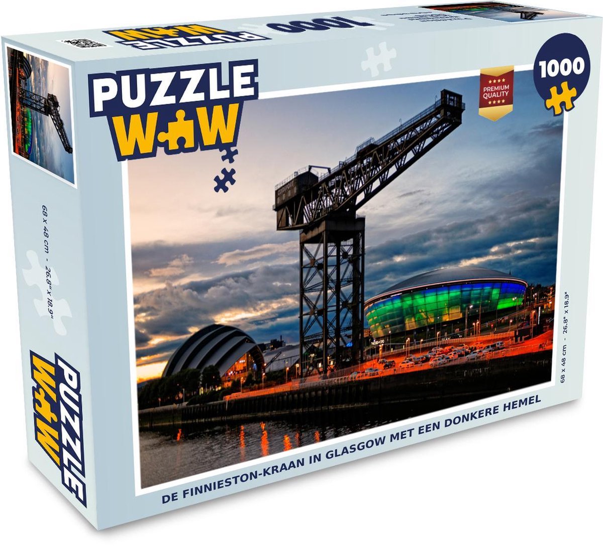 Puzzel 1000 stukjes volwassenen Glasgow 1000 stukjes - De Finnieston-Kraan in Glasgow met een donkere hemel  - PuzzleWow heeft +100000 puzzels