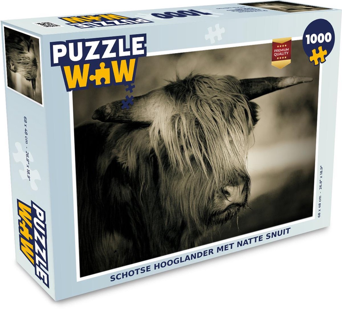 Puzzel 1000 stukjes volwassenen Schotse Hooglanders  1000 stukjes - Schotse hooglander met natte snuit  - PuzzleWow heeft +100000 puzzels