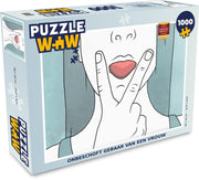 Puzzel 1000 stukjes volwassenen Onbeschoft illustraties 1000 stukjes - Onbeschoft gebaar van een vrouw puzzel 1000 stukjes  - PuzzleWow heeft +100000 puzzels