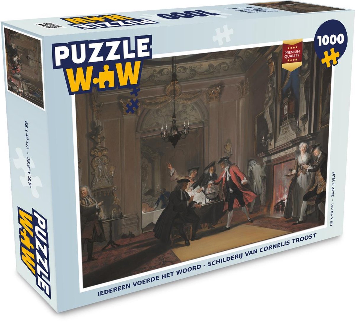 Puzzel 1000 stukjes volwassenen Cornelis Troost 1000 stukjes - Iedereen voerde het woord - Schilderij van Cornelis Troost  - PuzzleWow heeft +100000 puzzels
