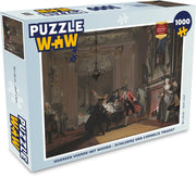 Puzzel 1000 stukjes volwassenen Cornelis Troost 1000 stukjes - Iedereen voerde het woord - Schilderij van Cornelis Troost  - PuzzleWow heeft +100000 puzzels