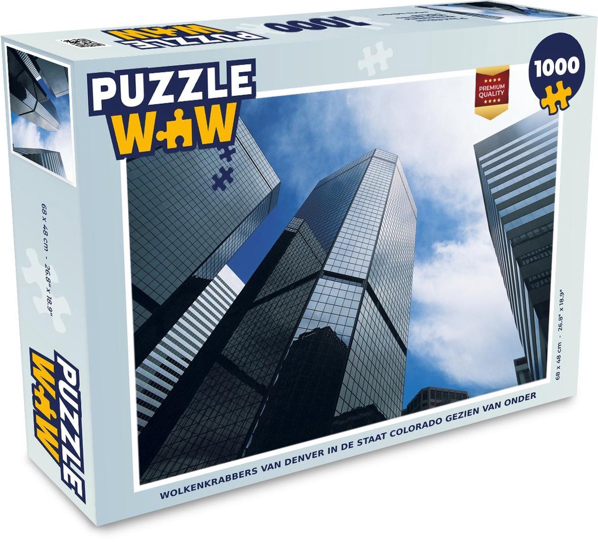 Puzzel 1000 stukjes volwassenen Denver 1000 stukjes - Wolkenkrabbers van Denver in de staat Colorado gezien van onder  - PuzzleWow heeft +100000 puzzels