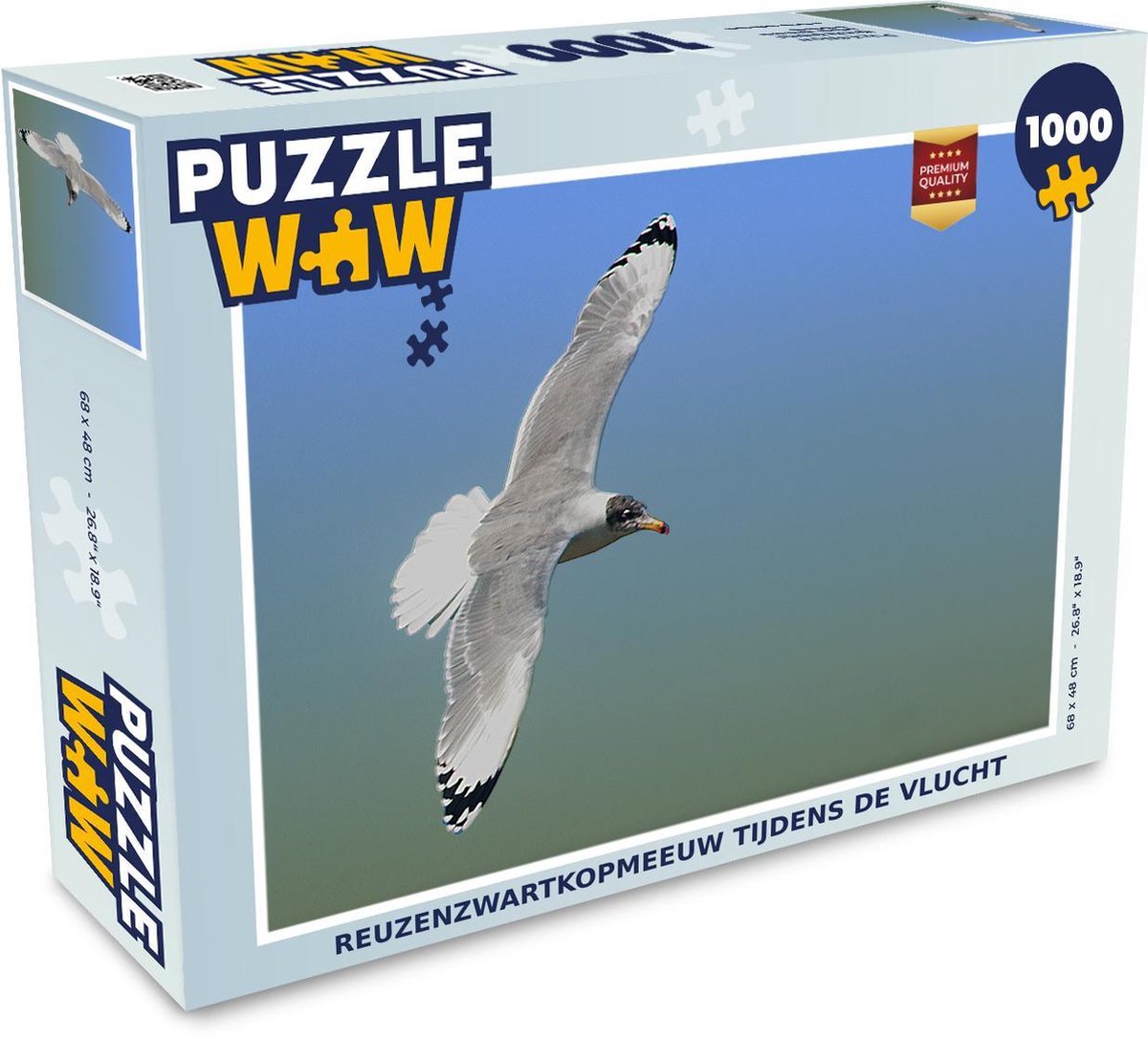 Puzzel 1000 stukjes volwassenen Reuzenzwartkopmeeuw 1000 stukjes - Reuzenzwartkopmeeuw tijdens de vlucht  - PuzzleWow heeft +100000 puzzels