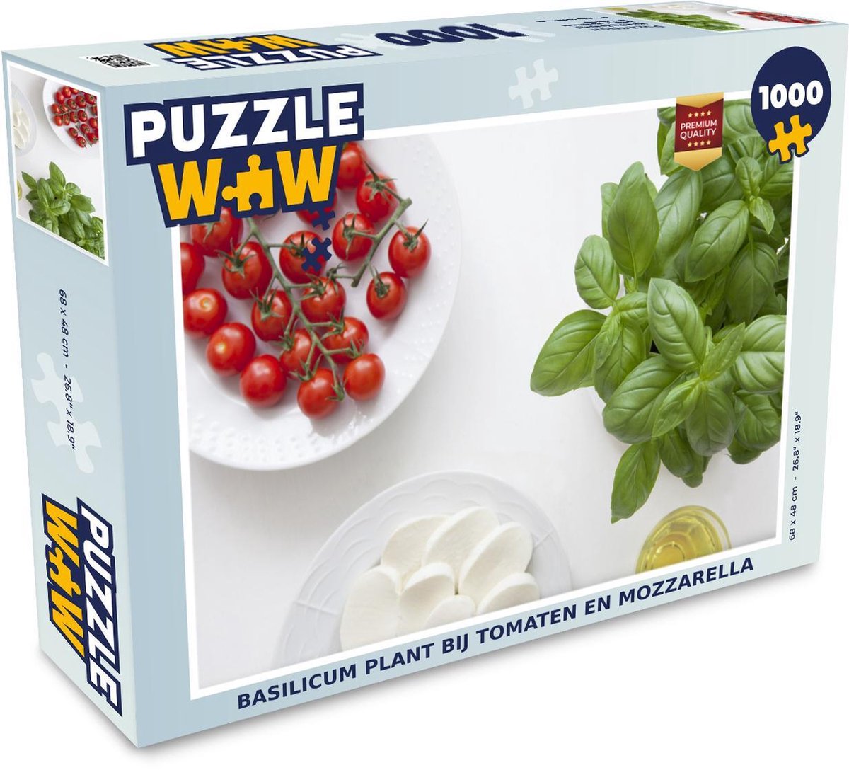 Puzzel - Puzzel 1000 stukjes volwassenen - Basilicum plant bij tomaten en mozzarella - Legpuzzel