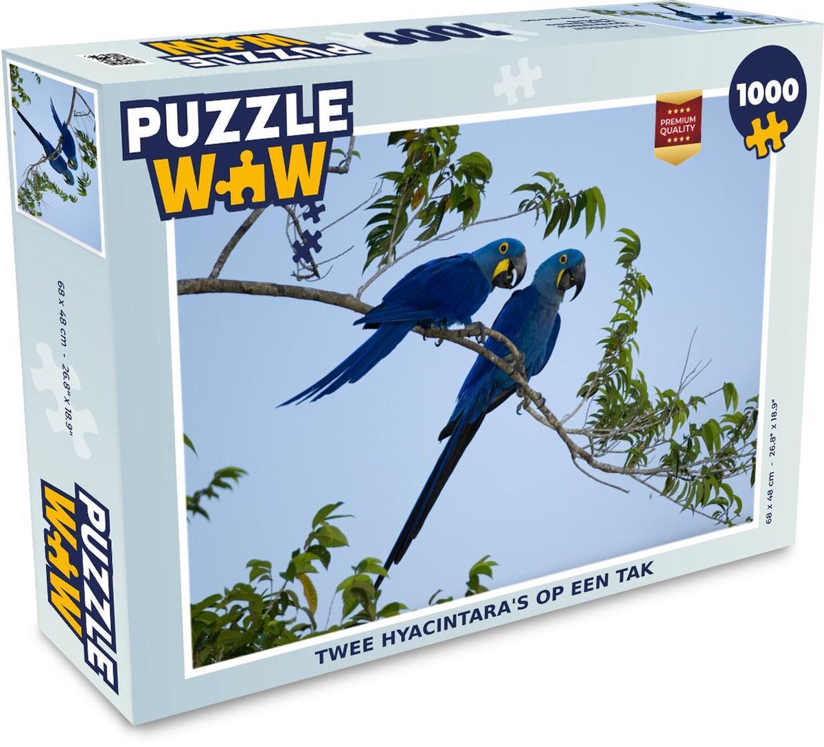 Puzzel 1000 stukjes volwassenen Hyacinthara 1000 stukjes - Twee hyacintara's op een tak  - PuzzleWow heeft +100000 puzzels
