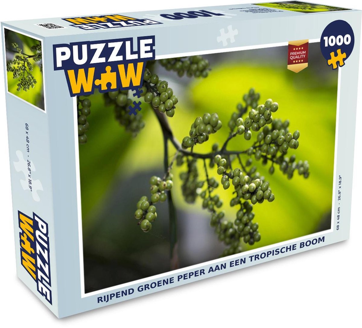 Puzzel 1000 stukjes volwassenen Peper 1000 stukjes - Rijpend groene peper aan een tropische boom  - PuzzleWow heeft +100000 puzzels
