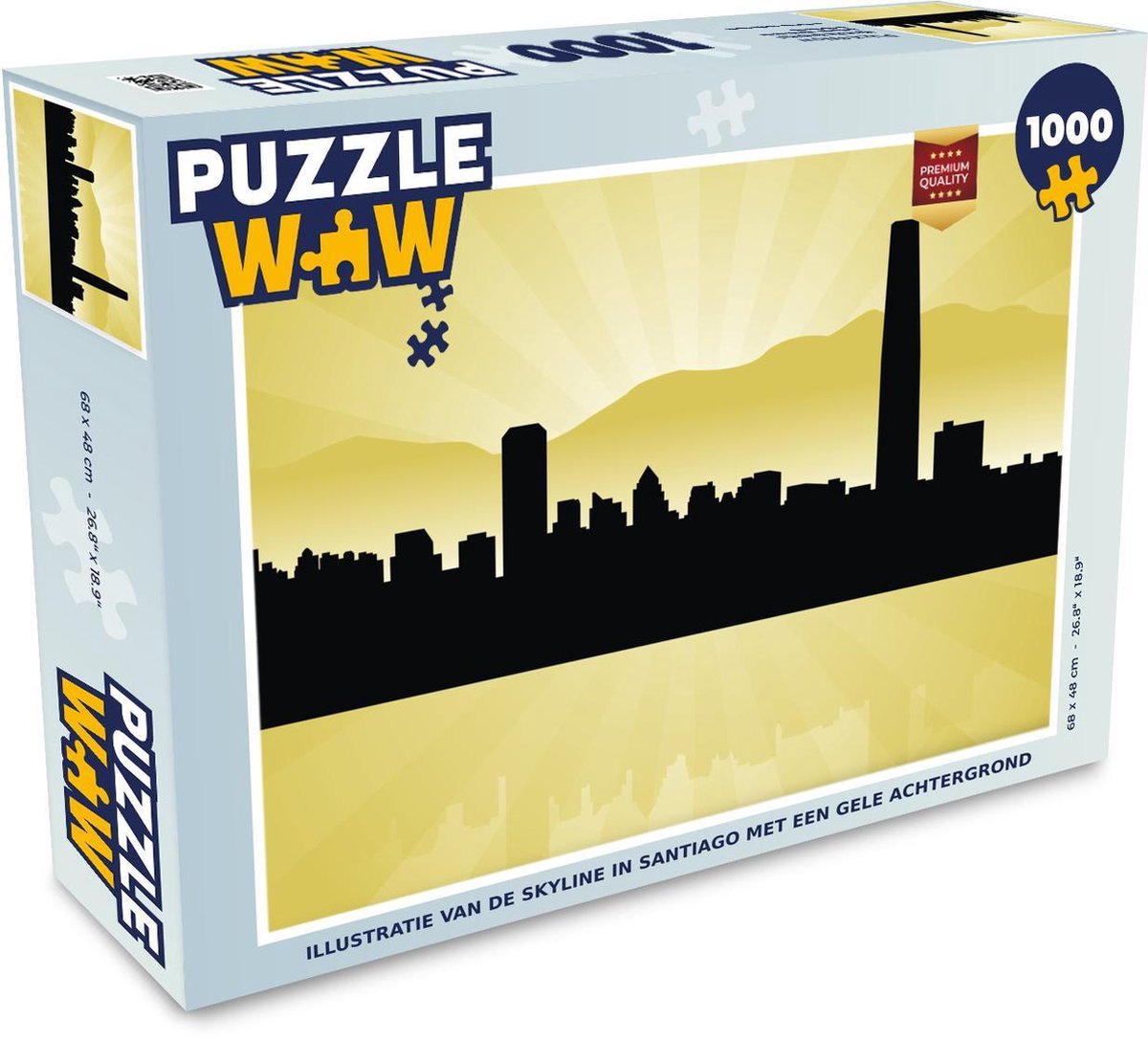 Puzzel 1000 stukjes volwassenen Santiago illustratie 1000 stukjes - Illustratie van de skyline in Santiago met een gele achtergrond  - PuzzleWow heeft +100000 puzzels