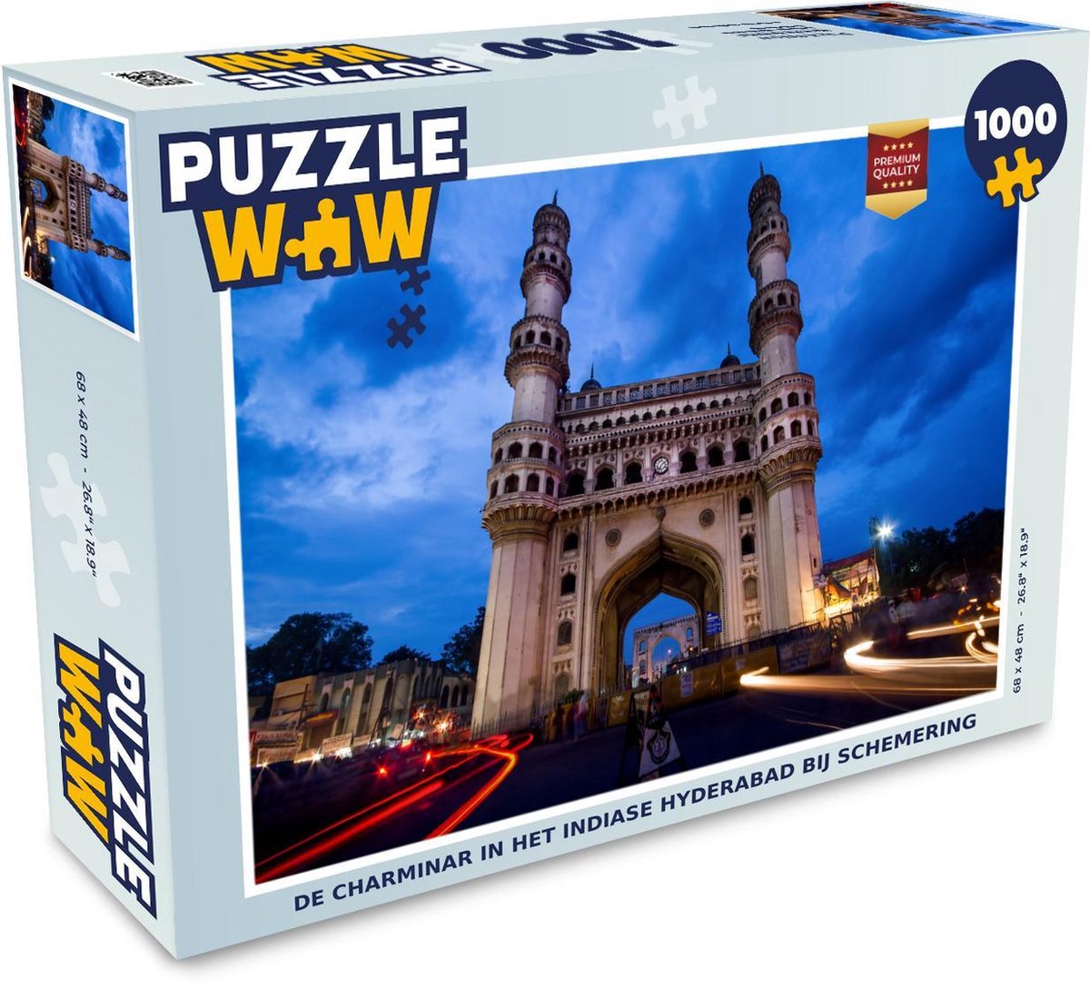 Puzzel 1000 stukjes volwassenen Hyderabad 1000 stukjes - De Charminar in het Indiase Hyderabad bij schemering  - PuzzleWow heeft +100000 puzzels