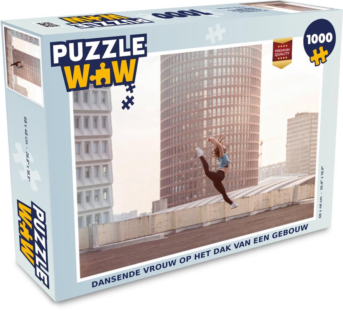 Puzzel 1000 stukjes volwassenen Ballet  1000 stukjes - Dansende vrouw op het dak van een gebouw  - PuzzleWow heeft +100000 puzzels