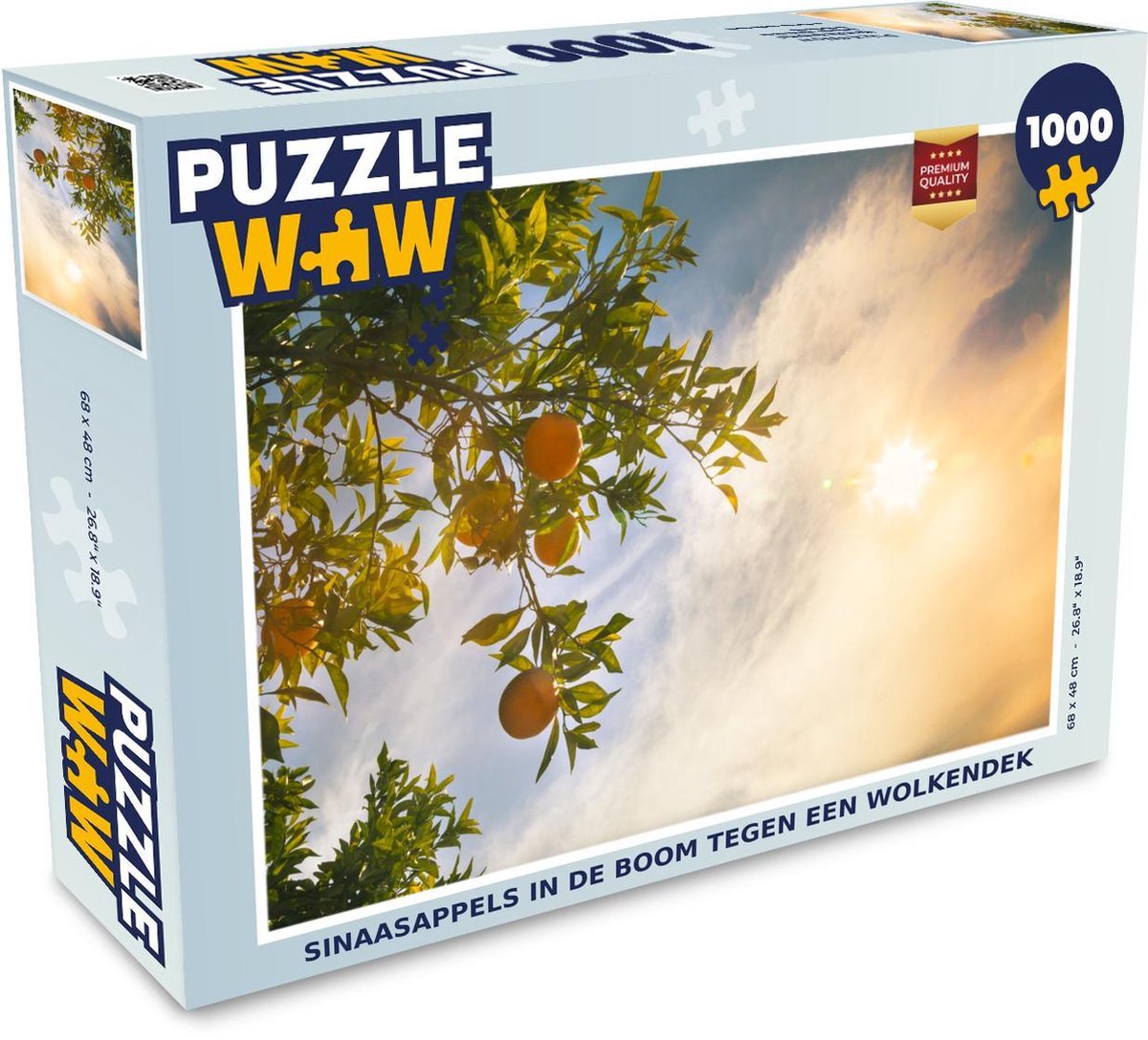 Puzzel 1000 stukjes volwassenen Sinaasappels 1000 stukjes - Sinaasappels in de boom tegen een wolkendek  - PuzzleWow heeft +100000 puzzels