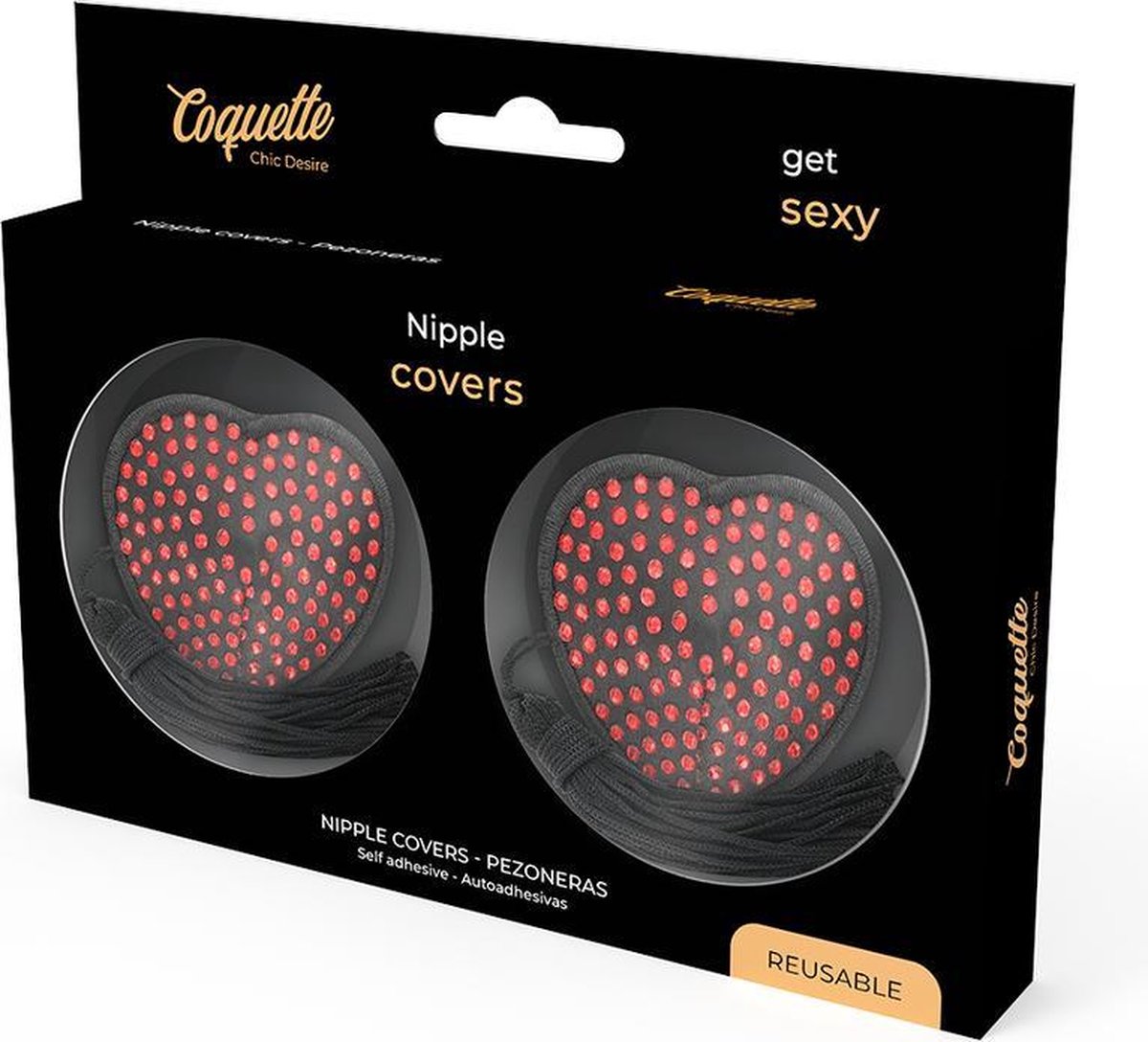 Coquette Chic Desire  Nipple Covers Heart Black / Red 