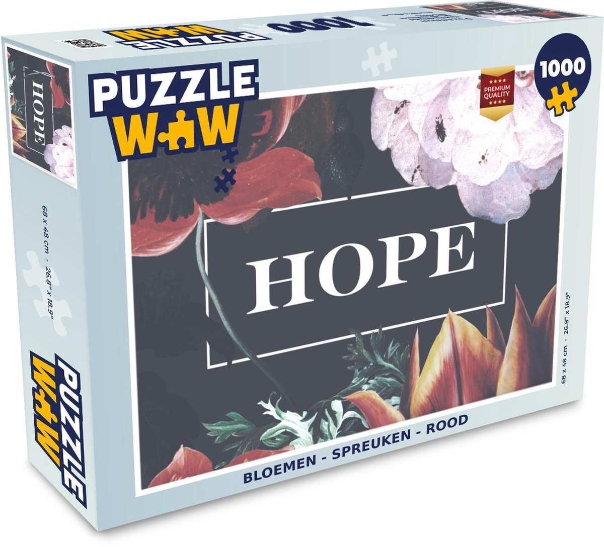Puzzel - Puzzel 1000 stukjes volwassenen - Bloemen - Spreuken - Rood - Legpuzzel