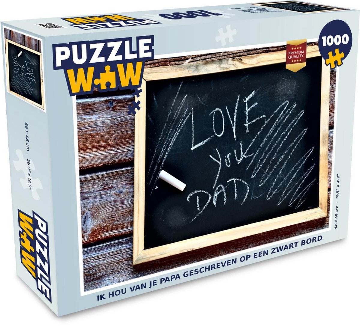 Puzzel Love you tekst 1000 stukjes - Ik hou van je papa geschreven op een zwart bord