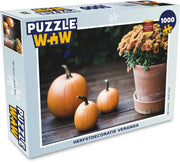 Puzzel 1000 stukjes volwassenen Herfst pompoen 1000 stukjes - Herfstdecoratie veranda  - PuzzleWow heeft +100000 puzzels