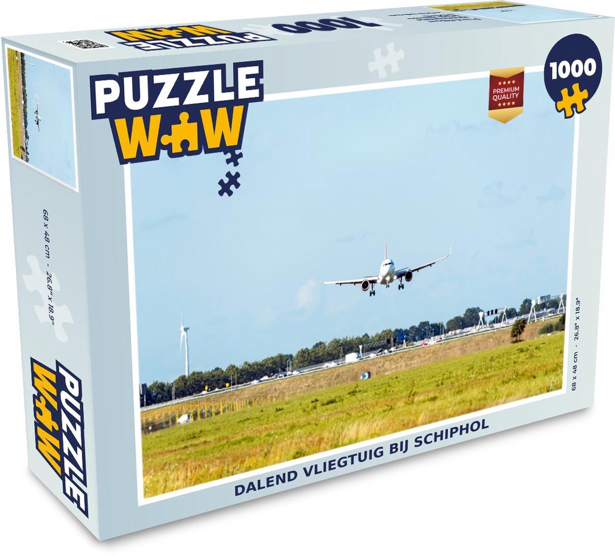 Puzzel 1000 stukjes volwassenen Schiphol 1000 stukjes - Dalend vliegtuig bij Schiphol puzzel 1000 stukjes  - PuzzleWow heeft +100000 puzzels