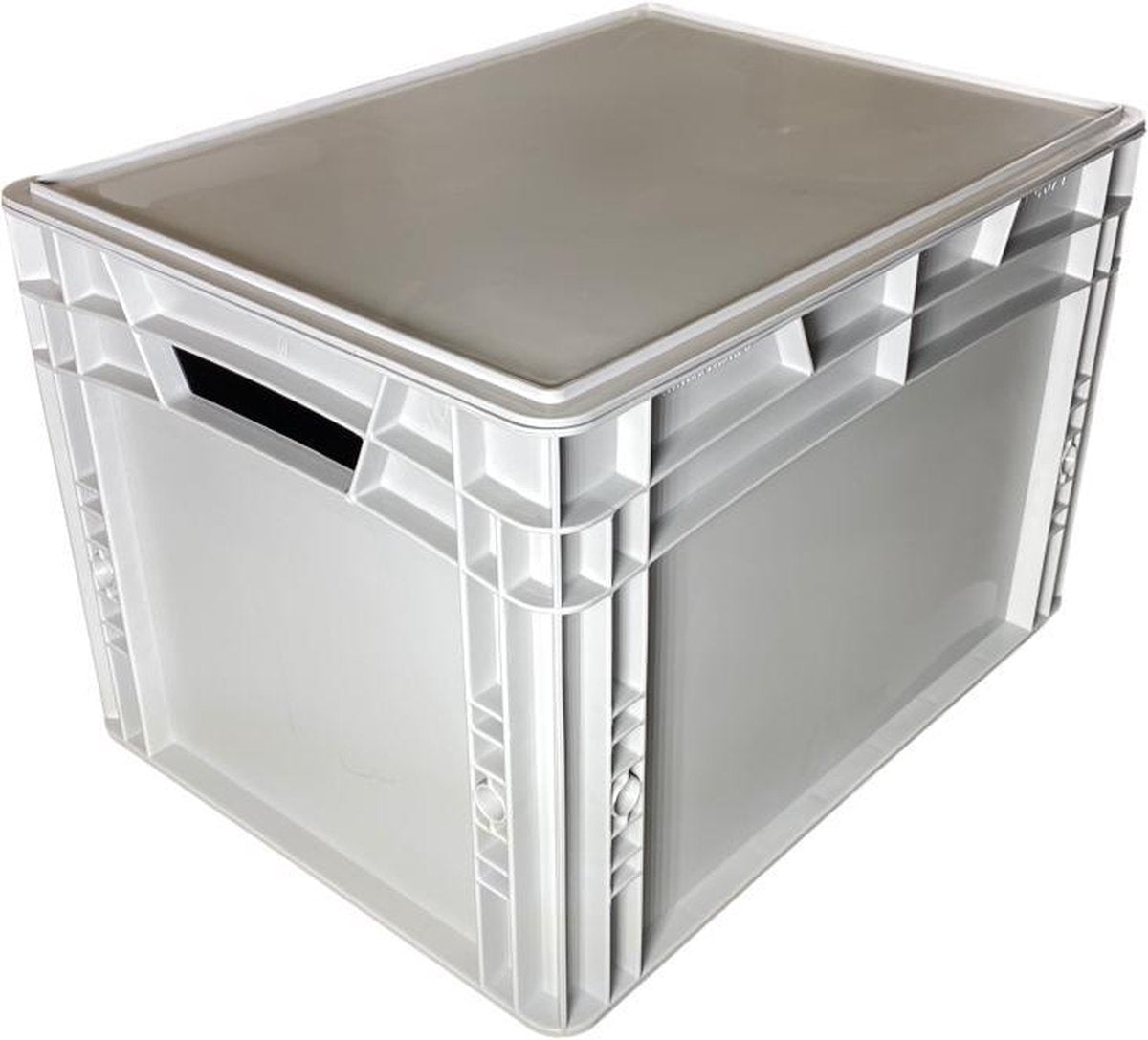 Plastic Krat met grijpopening en deksel 40x30x27 cm Eurobox Eurokrat Stapelbak
