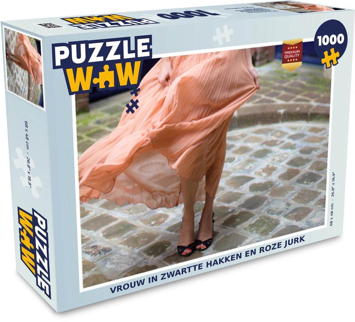 Puzzel 1000 stukjes volwassenen Vrouwen in jurken 1000 stukjes - Vrouw in zwartte hakken en roze jurk  - PuzzleWow heeft +100000 puzzels