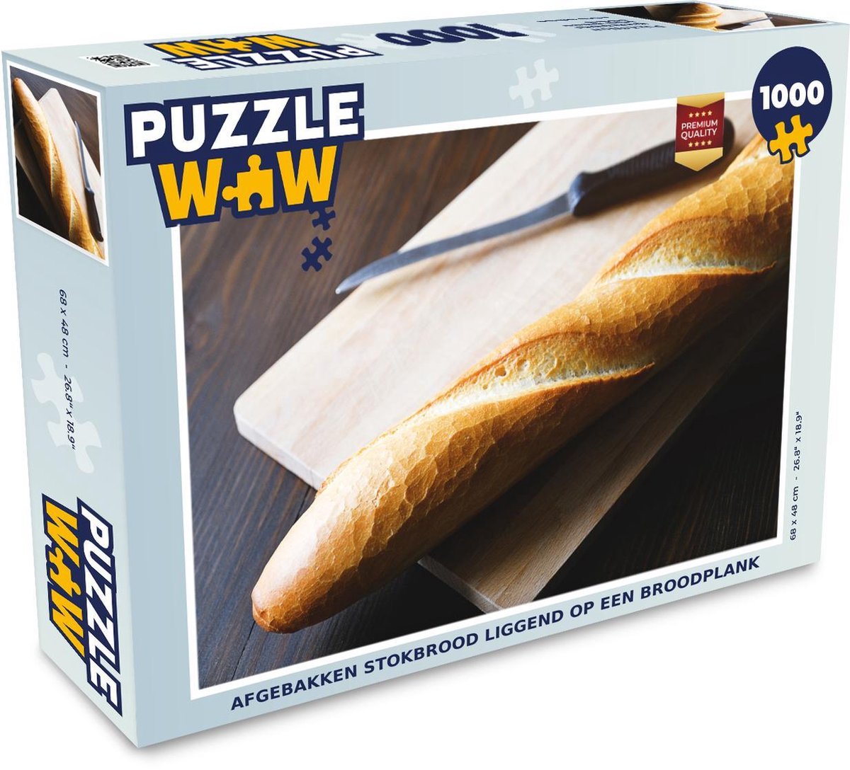 Puzzel - Puzzel 1000 stukjes volwassenen - Afgebakken stokbrood liggend op een broodplank - Legpuzzel