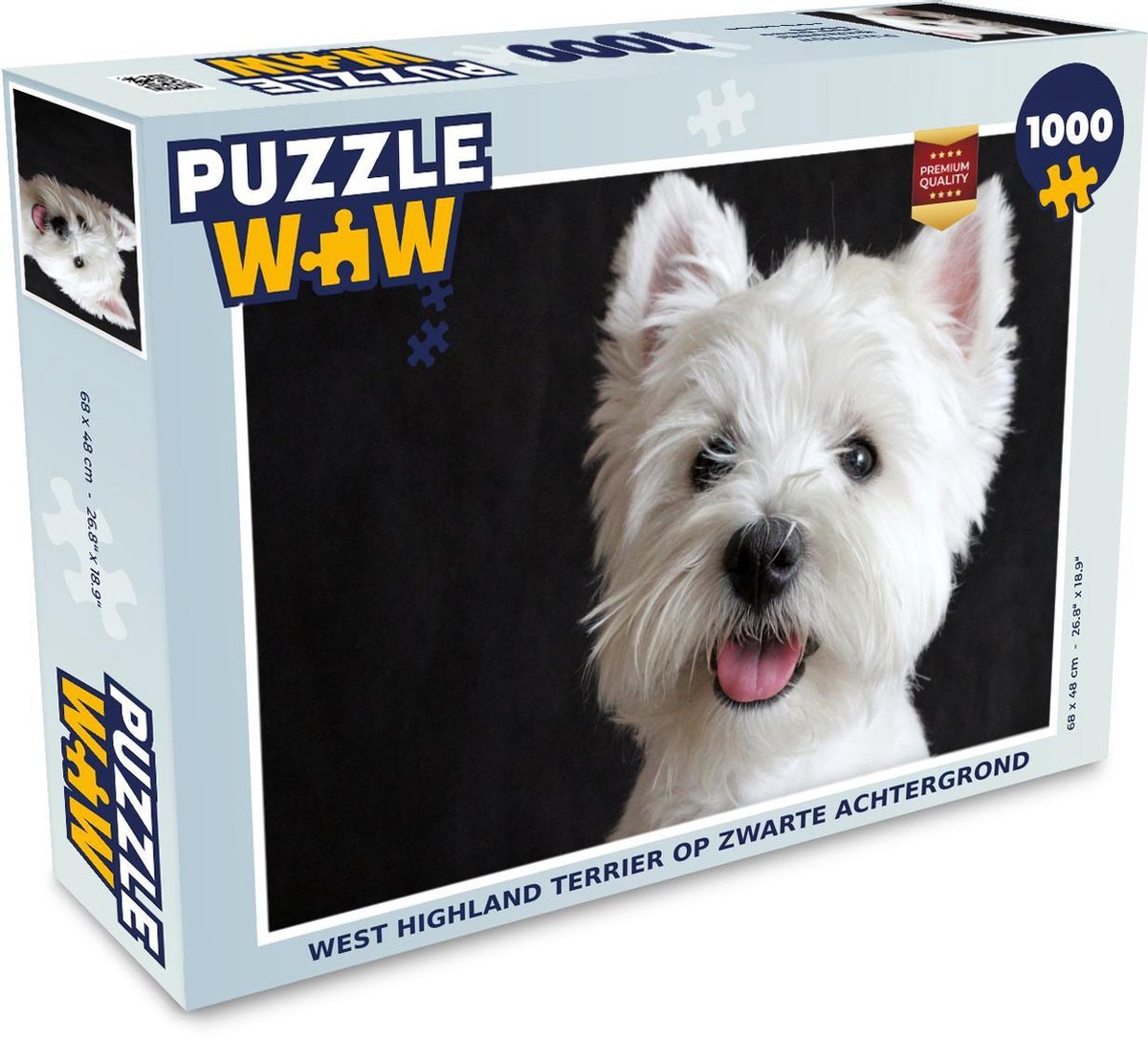 Puzzel 1000 stukjes volwassenen Honden op zwarte achtergrond 1000 stukjes - West Highland terrier op zwarte achtergrond  - PuzzleWow heeft +100000 puzzels