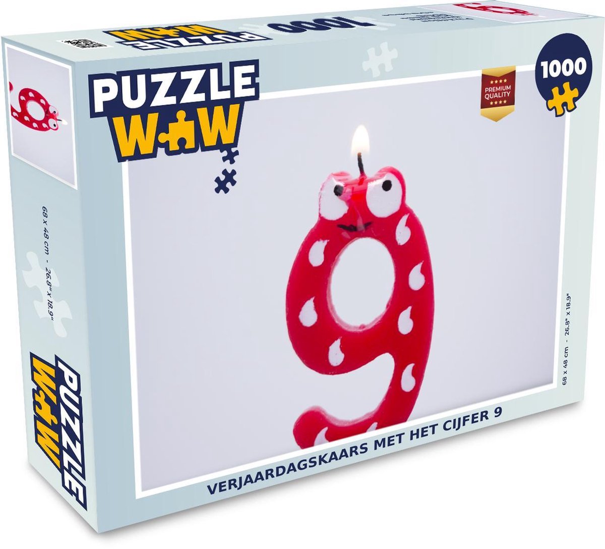 Puzzel 1000 stukjes volwassenen Cijfer 9 1000 stukjes - Verjaardagskaars met het cijfer 9  - PuzzleWow heeft +100000 puzzels