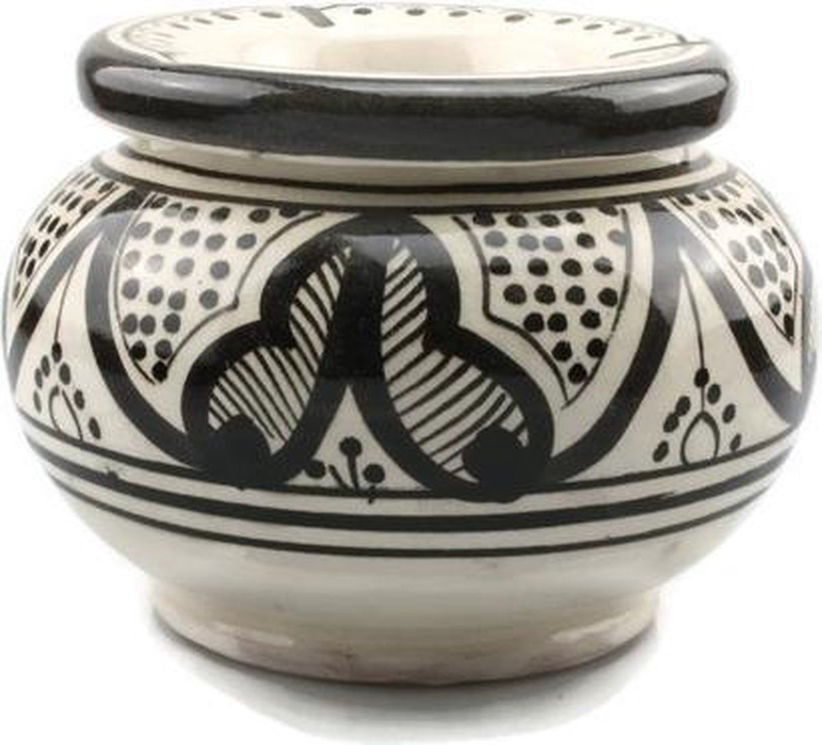 Asbak zwart / wit H 10 cm Ø 15 cm