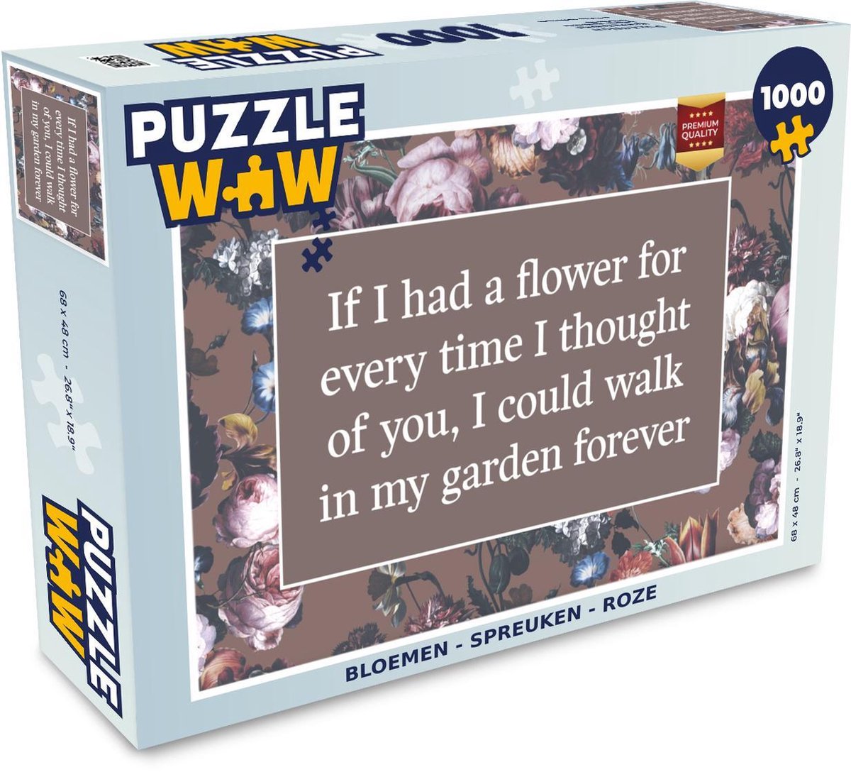 Puzzel - Puzzel 1000 stukjes volwassenen - Bloemen - Spreuken - Roze - Legpuzzel