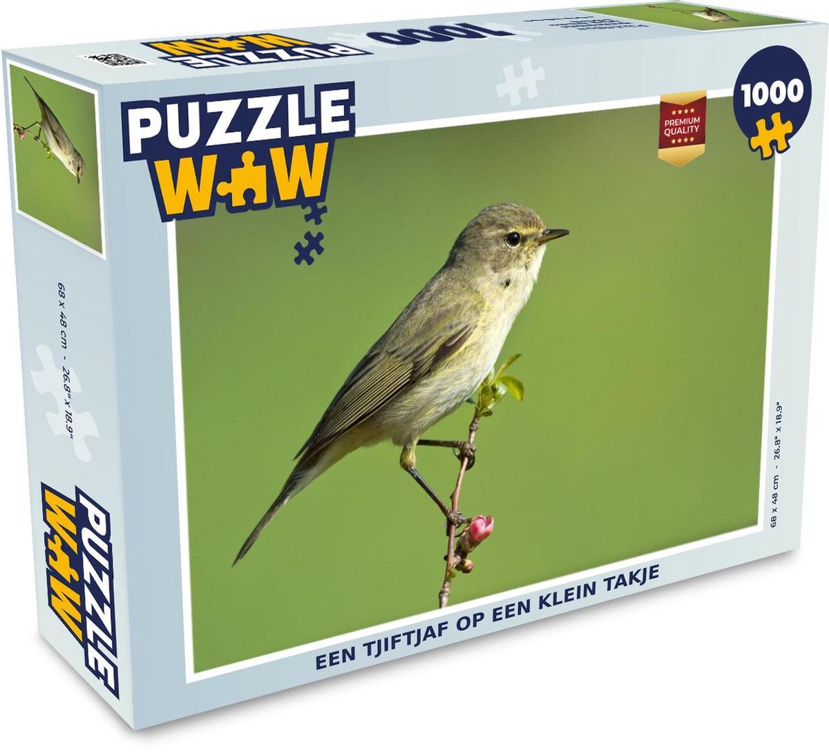 Puzzel 1000 stukjes volwassenen Tjiftjaf 1000 stukjes - Een tjiftjaf op een klein takje  - PuzzleWow heeft +100000 puzzels