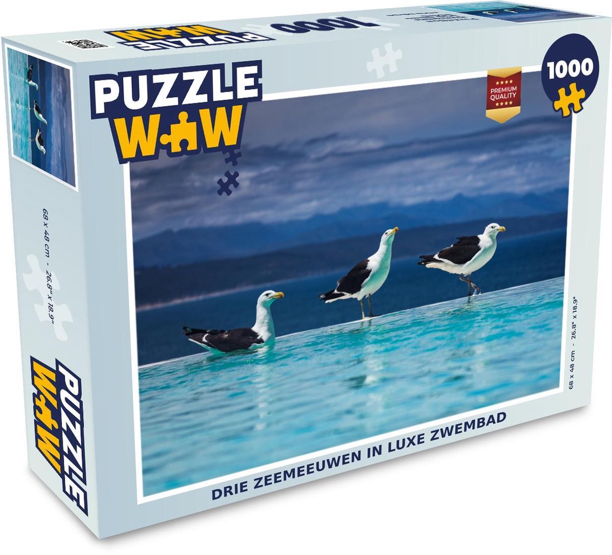 Puzzel 1000 stukjes volwassenen Meeuw 1000 stukjes - Drie zeemeeuwen in luxe zwembad puzzel 1000 stukjes  - PuzzleWow heeft +100000 puzzels